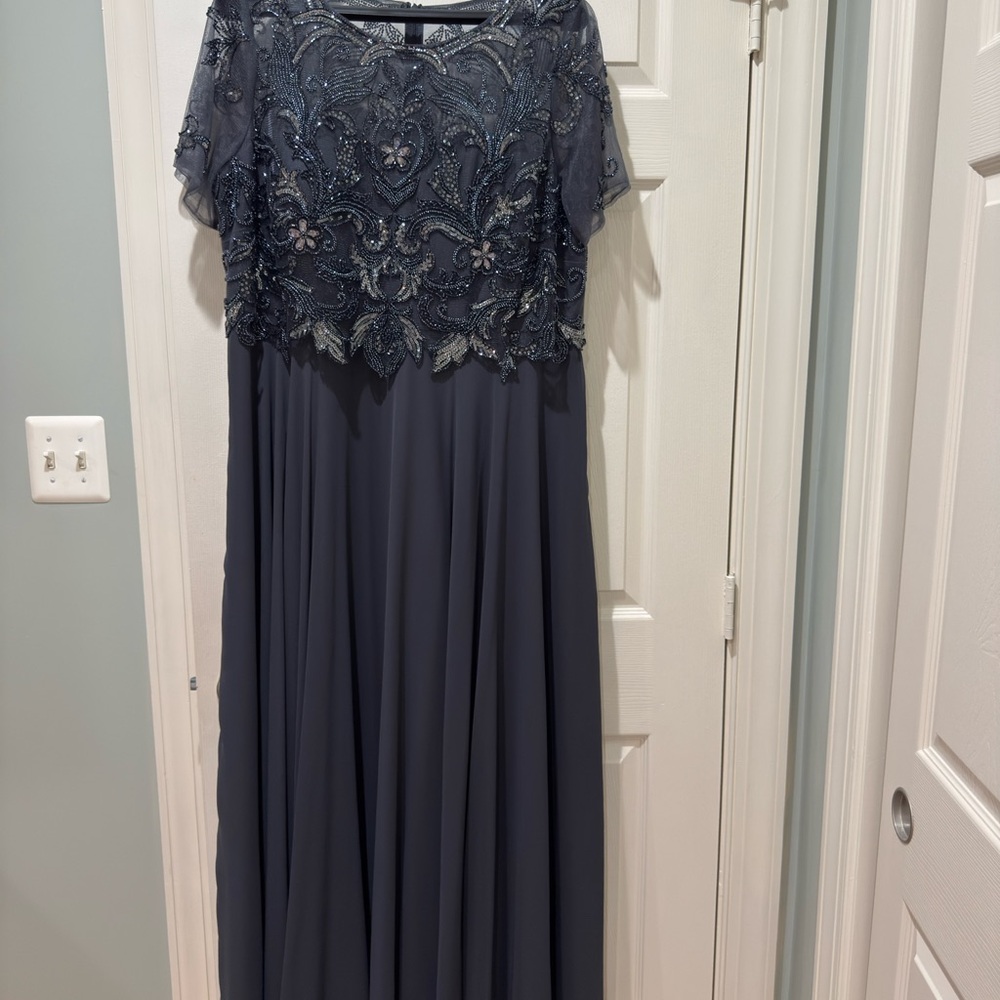 Gorgeous Charcoal Grey Formal  Maxi Dress with Beaded Embellished Bodice
